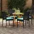 vidaXL Gartenstühle 4 Stk. Poly-Rattan und Akazie schwarz/türkis (42025889)