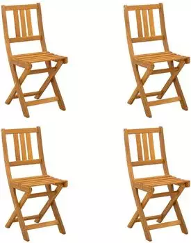 vidaXL Bistro-St&uuml;hle mit Kissen klappbar Akazienholz 4er-Set (42028101)