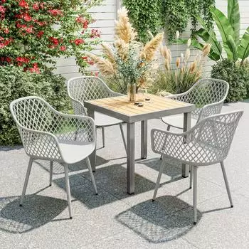 Outsunny Gartenst&uuml;hle 4er-Set, Kunststoff, UV-best&auml;ndig, mit Armlehne