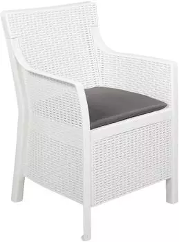 vidaXL Gartensessel mit Sitzkissen, PP, wei&szlig; (42035145)