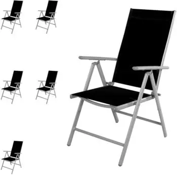 Mojawo Garten-Klappstuhl Aluminium/Textilen silbergrau/schwarz, 6er-Set (MMC5000S)