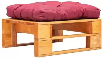 vidaXL Garten-Palettenhocker mit rotem Kissen, Holz honigbraun (277442)