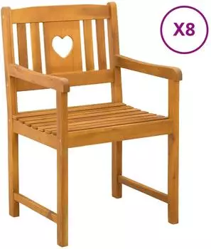 vidaXL Gartenst&uuml;hle 8 Stk. Akazienholz massiv, natur (3416308)