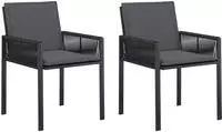 vidaXL Gartenst&uuml;hle 2 stk. Schwarz und Dunkelgrau Poly-Rattan