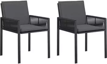 vidaXL Gartenst&uuml;hle Poly-Rattan schwarz/dunkelgrau, 2 Stk. (42025095)