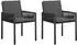 vidaXL Gartenstühle Poly-Rattan schwarz/dunkelgrau, 2 Stk. (42025095)