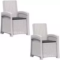 vidaXL Liegesessel Garten Rattan-Optik 2 stk. Wei&szlig; und Anthrazit PP