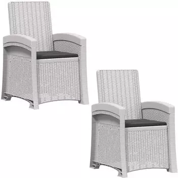 vidaXL Liegesessel Garten Rattan-Optik wei&szlig;/anthrazit PP, 2er-Set (8012025)