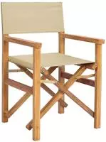 Vidaxl Director Chair Brown And Beige Solid Teak Wood