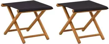 vidaXL Liegestuhl 2er-Set, Eukalyptusholz massiv, schwarz (42024898)