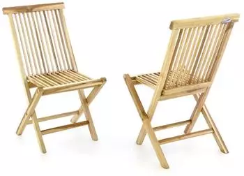 VCM Gartenstuhl Hochlehner Klappstuhl Teakholz braun, 2er Set (16541235-0)