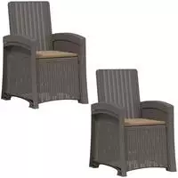vidaXL Liegesessel Garten Rattan-Optik 2 stk. Hellgrau und Taupe PP
