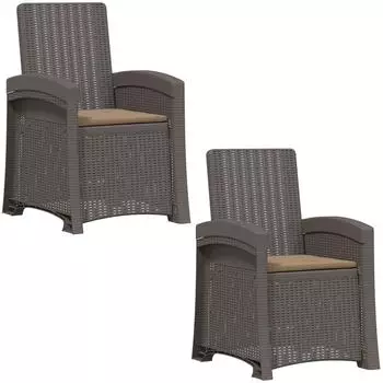 vidaXL Liegesessel Garten Rattan-Optik, hellgrau/taupe, 2 Stk., PP (8012030)