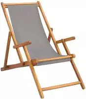 Vidaxl Beach Chair Light Grey Solid Teak Wood