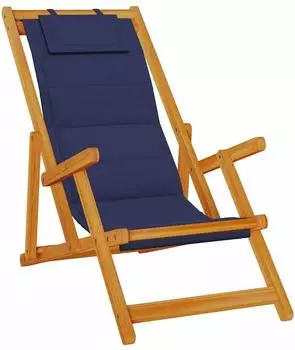 vidaXL Klappstuhl mit Armlehnen, Akazienholz & Textilene, blau