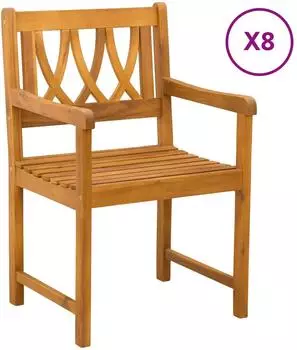 vidaXL Gartenstühle 8 Stk. Akazienholz massiv, natur (3416305)