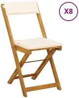 vidaXL Au&szlig;en Bistro-St&uuml;hle 8 stk. Cremewei&szlig; Massivholz Akazie