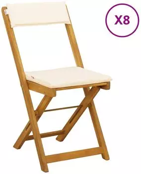 vidaXL Bistro-Stühle für Außen cremeweiß Akazien-Massivholz 8er-Set (3416288)