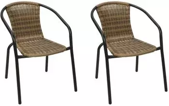 Mojawo Bistrostuhl Polyrattan stapelbar cappuccino/schwarz, 2er-Set (x58000050-2)