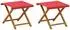 vidaXL Liegestuhl 2er-Set, massives Eukalyptusholz, rot (42024892)