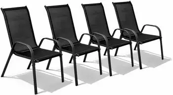 Mojawo Stapelstuhl Outdoor Metall anthrazit/schwarz, 4er-Set (MMC330880)