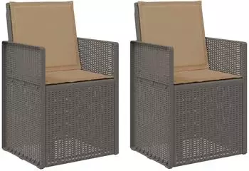 vidaXL Garten-Esszimmerstühle 2er-Set, hellgrau/taupe, PP (8000012)