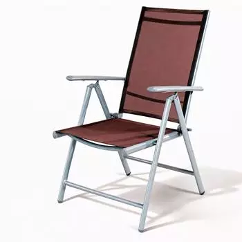 Mojawo Garten-Klappstuhl mit Armlehne 2er-Set, Aluminium/Textilen, silbergrau/schokobraun