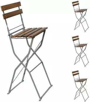 Mojawo Biergarten Barhocker klappbar, Akazie & Stahl pulverbeschichtet (DBG1009)