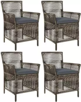 vidaXL Gartenst&uuml;hle mit Kissen 4er-Set Poly-Rattan grau/dunkelgrau (42026690)