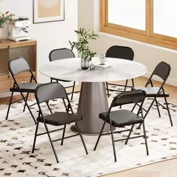 HomCom Klappstuhl mit Kissen, PU-Leder, schwarz (835-005V08BK)