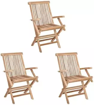 vidaXL Klappbarer Gartenstuhl 3er-Set Teak Massivholz (42028484)