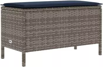 vidaXL Garten-Fu&szlig;hocker grau und marineblau 80x38x42cm PE-Rattan (42025402)