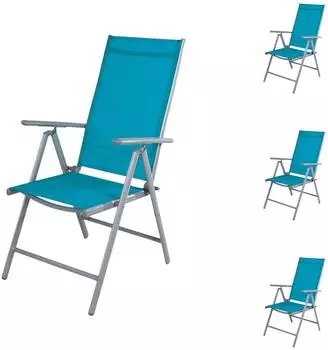 Mojawo Garten-Klappstuhl Hochlehner Aluminium/Textilen silbergrau/petrol, 4er-Set