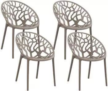 CLP Hope Gartenstuhl 4er Set, stapelbar, Kunststoff, taupe