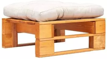 vidaXL Paletten-Ottomane mit Kissen, honigbraunes Holz, sandfarben (277440)