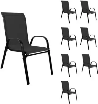 Mojawo Stapelsessel 8er-Set Metall/Textilen, schwarz (MMC330887-8)