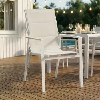 Idimex TRAPANI Gartenstühle 6er-Set mit Armlehnen, stapelbar, weiß (800001489767)