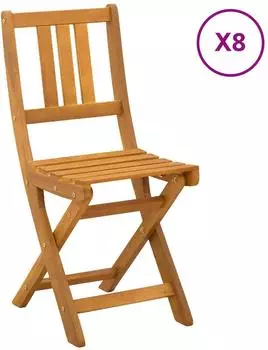 vidaXL Bistro-Stühle für Außen mit Kissen, Akazienholz, natur, 8er-Set (3416292)