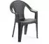 Mojawo Stapelstuhl mit Armlehne Kunststoff Rattan-Optik anthrazit (2er-Set)