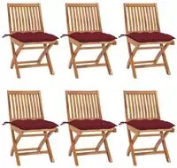 vidaXL Klappst&uuml;hle mit Kissen, 6-teilig, Massivholz Teakholz