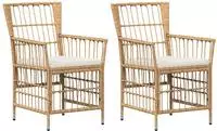 vidaXL Gartenst&uuml;hle 2 stk. Natur PE Rattan, Stahl und Polyesterstoff