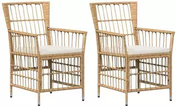 vidaXL Gartenstühle 2er-Set, PE-Rattan natur, Stahl & Polyester (42025128)