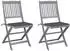 vidaXL Klappstühle mit Kissen, Akazienholz, 2er-Set (3064544)