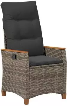 vidaXL Verstellbarer Gartenstuhl Poly-Rattan, grau/dunkelgrau (42026860)