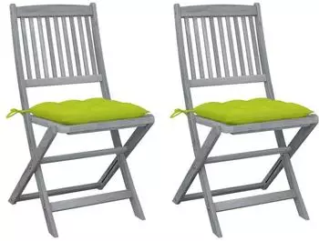 vidaXL Klappst&uuml;hle mit Kissen, Akazienholz, 2er-Set (3064562)