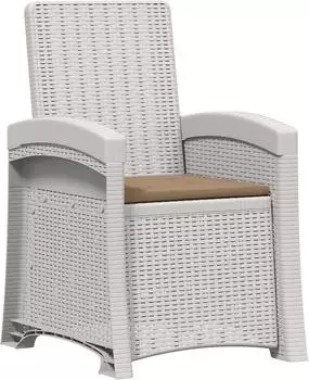 vidaXL Garten-Liegesessel Rattan-Optik wei&szlig;/taupe PP (8012010)