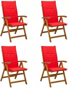 vidaXL Liegestühle Garten 4er-Set, Akazienholz massiv, natur