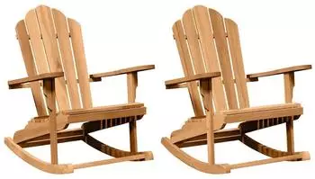 vidaXL Adirondack-Schaukelstuhl 2er-Set braun Teak-Massivholz (3255795)
