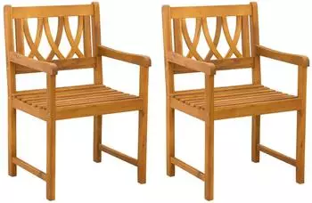vidaXL Gartenst&uuml;hle mit Armlehnen 2er-Set, Akazienholz massiv, natur (42028081)