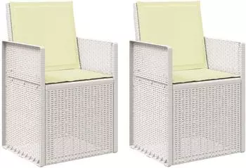 vidaXL Garten-Esszimmerst&uuml;hle 2er-Set, wei&szlig;/creme, PP (8000002)